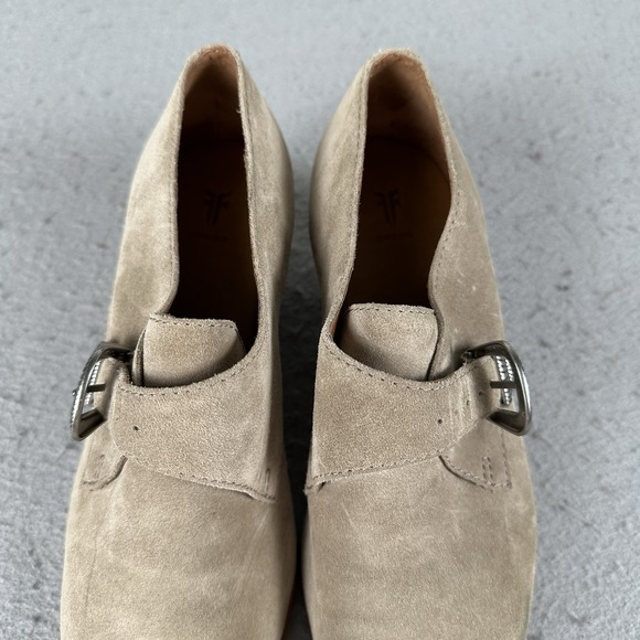 Frye Ellen Buckle Monk Shoe Low Heel 7 Bootie Womens 7M 3478009-ASH Brown - Picture 13 of 16